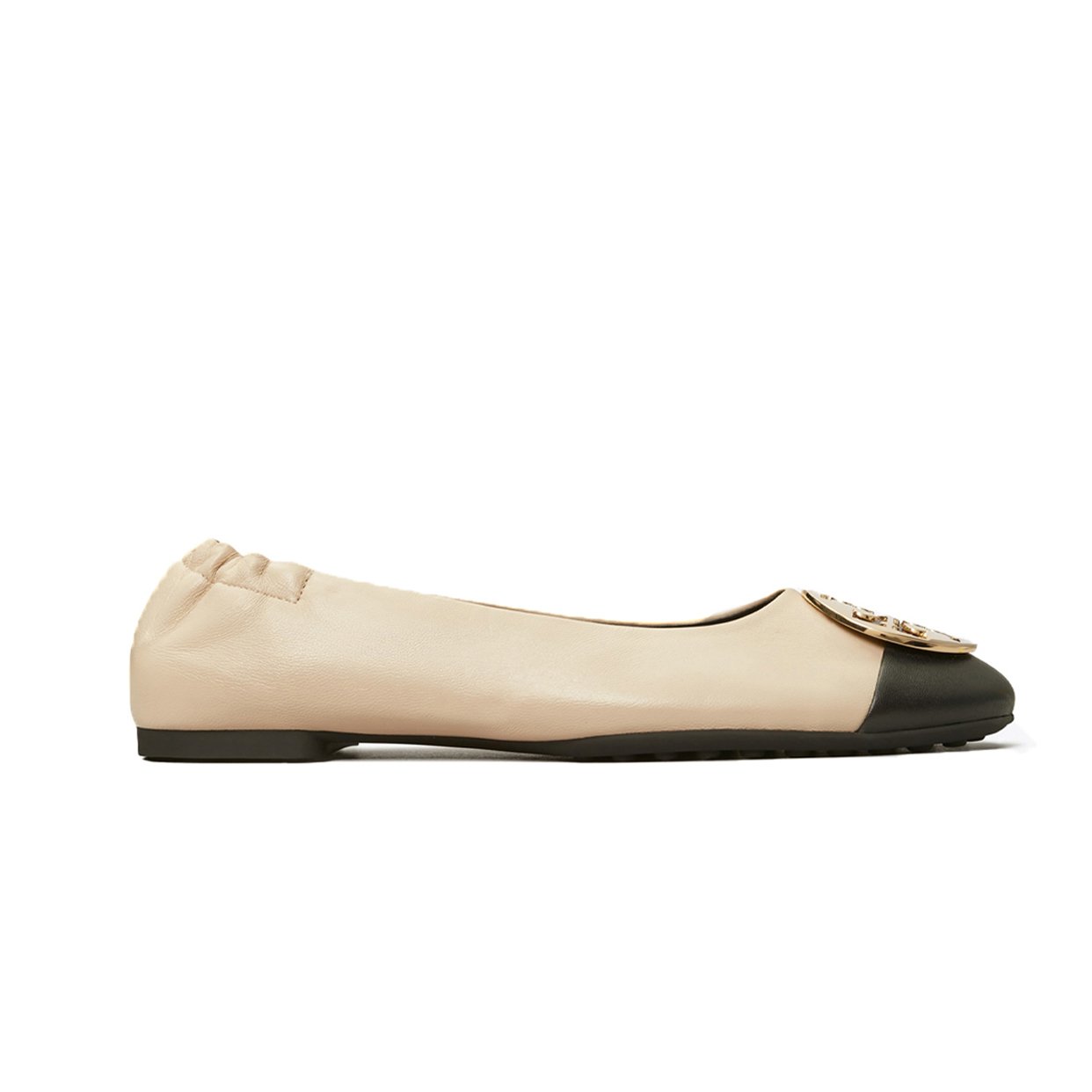 Claire Cap-Toe Ballet -Cream/Black/Gold