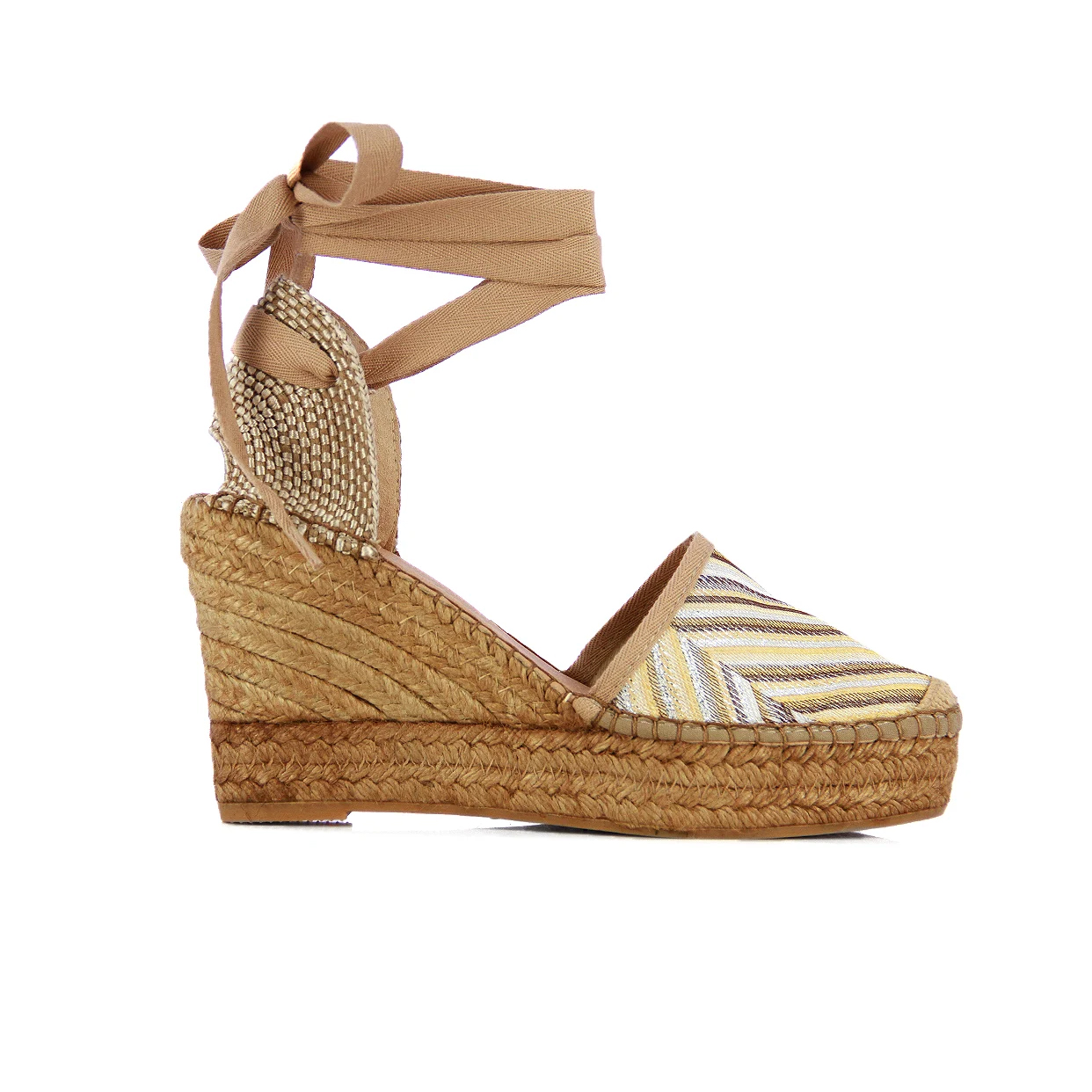 Detailed Ankle Strap Wedge -Gold