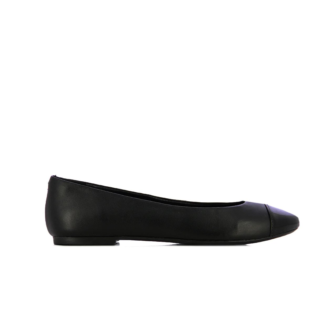 Flat Leather Pump -Black