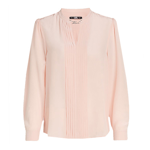 Karl Silk Blouse With Pleats -Rose Smoke