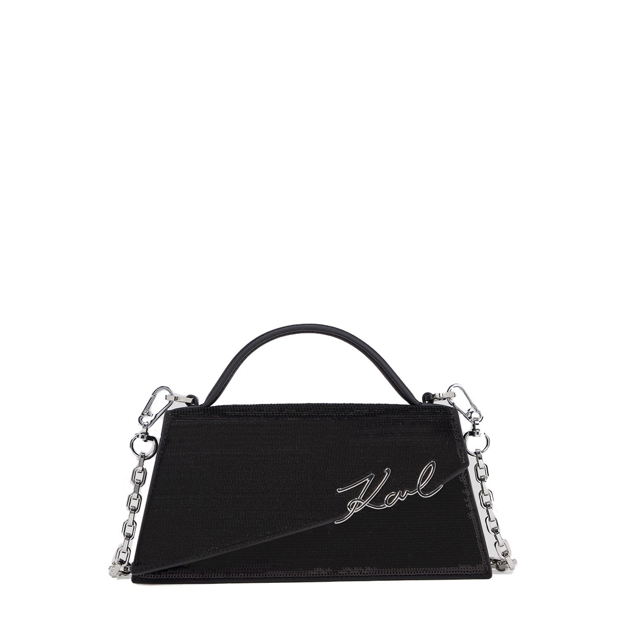 K/Signature Slim Sequin Crossbody Bag -Black