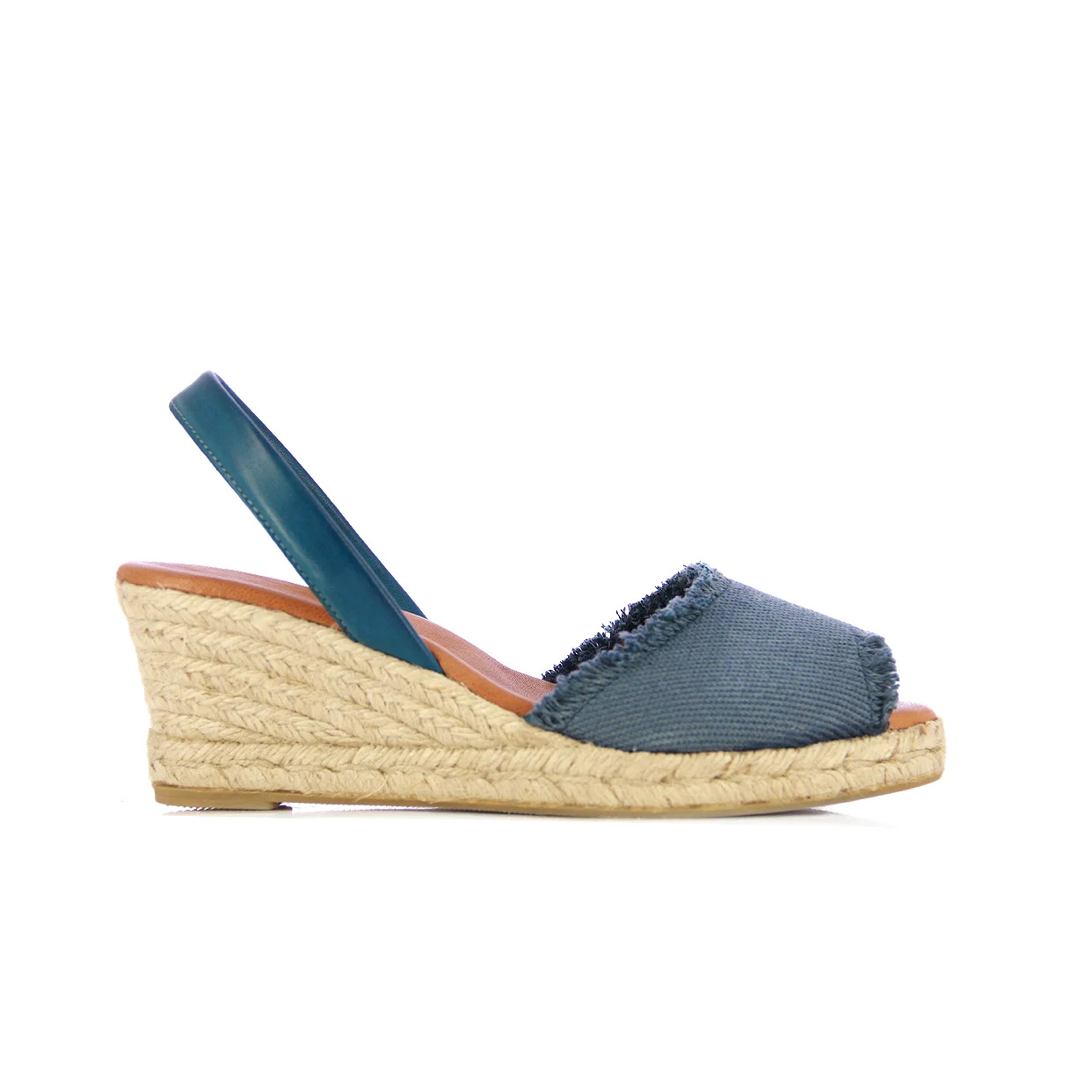 Ruffle Wedge Sandal -Blue