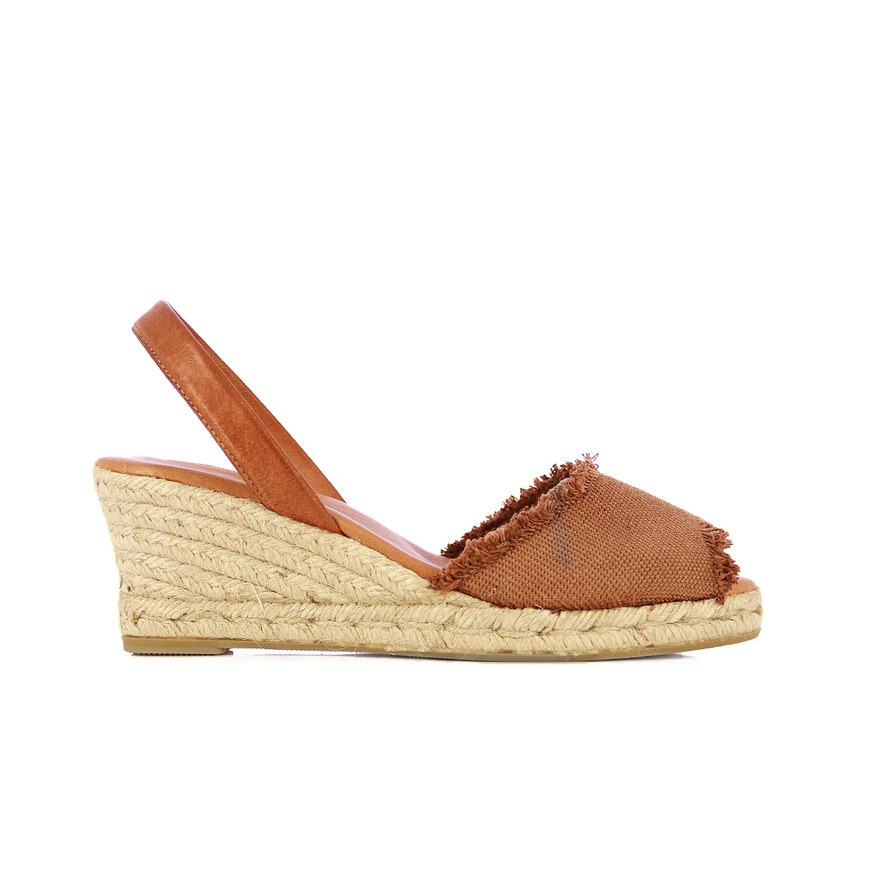 Ruffle Wedge Sandal -Tan