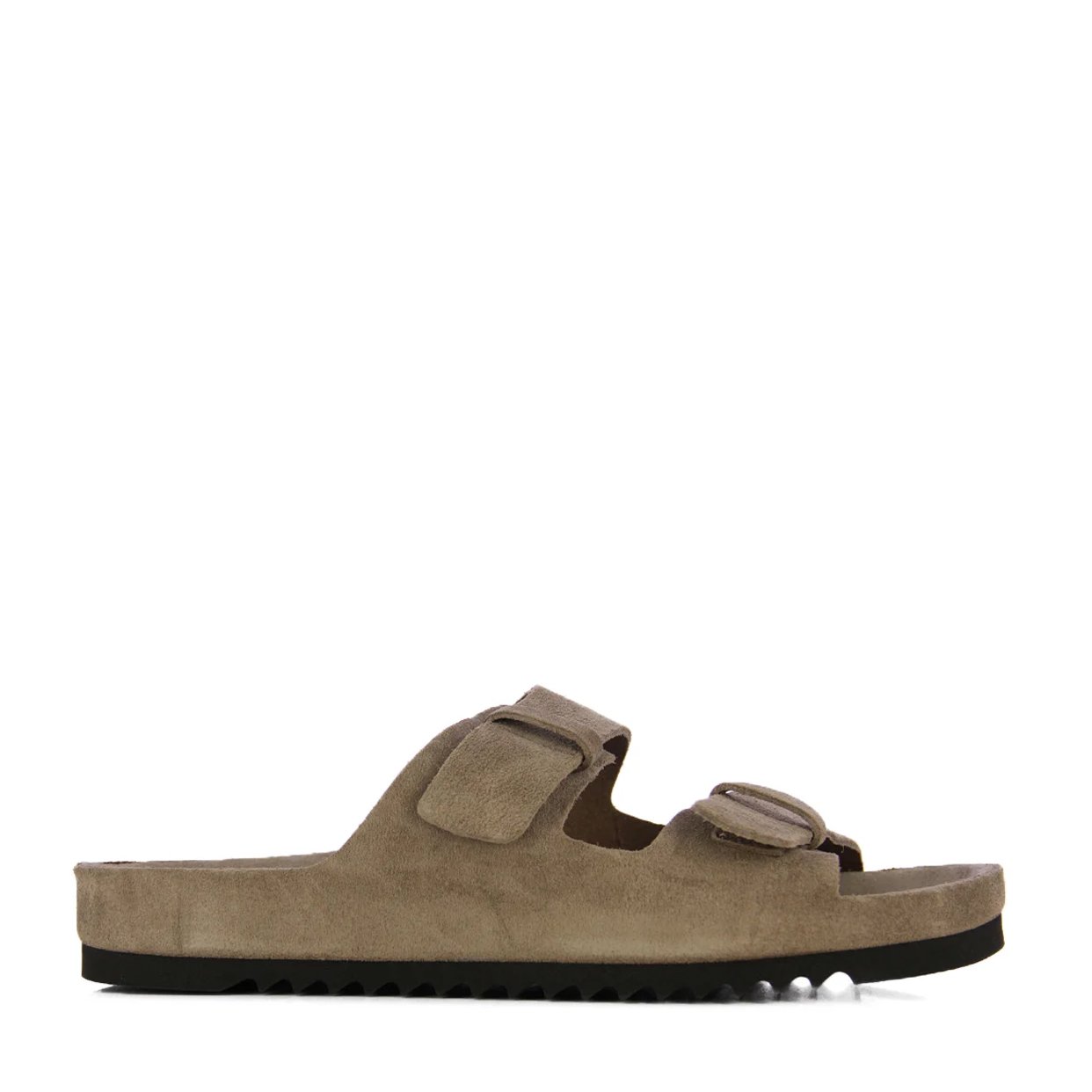 Double Strap Suede Sandals -Grey