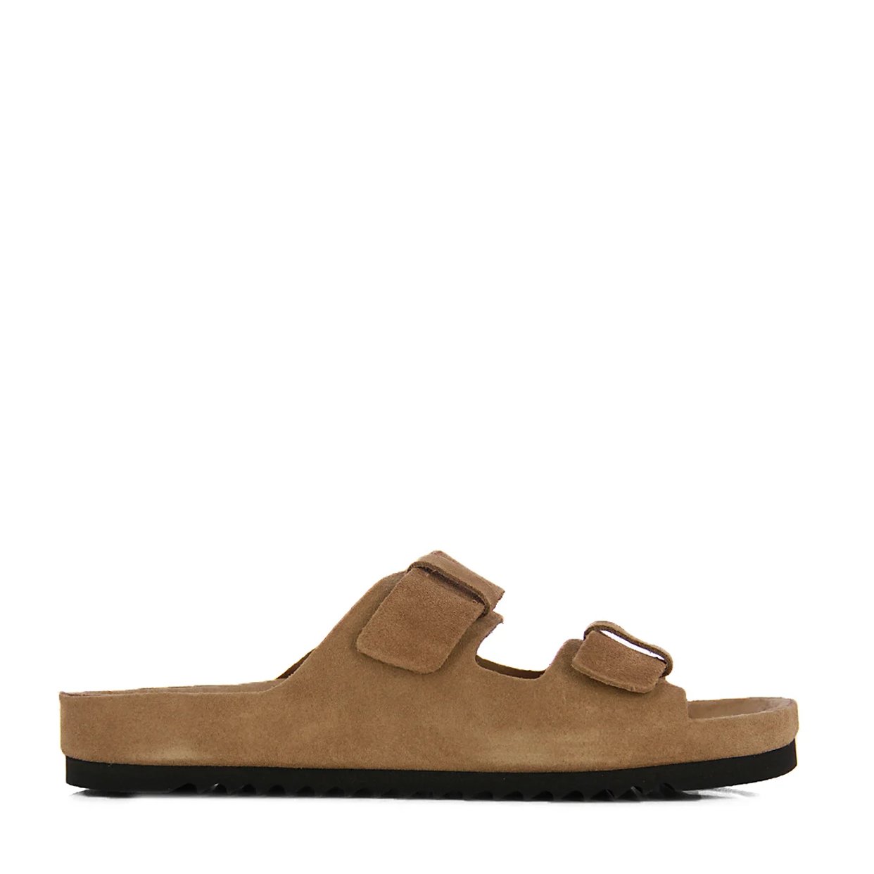 Double Strap Suede Sandals -Tan