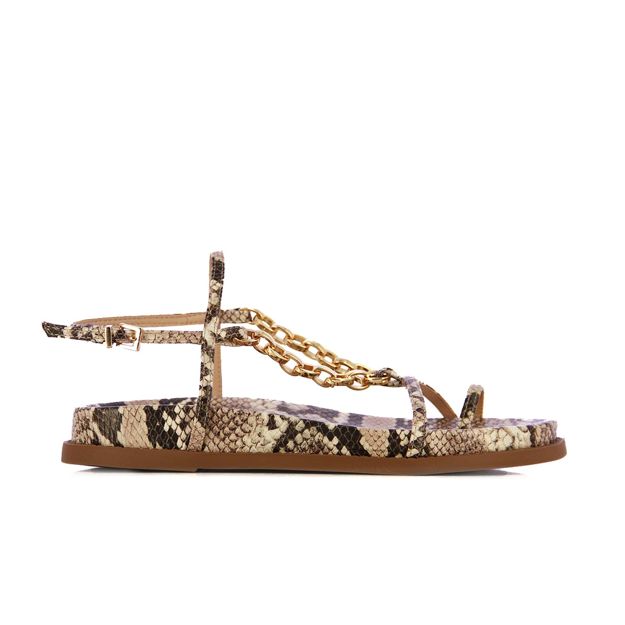 Leather Chain Sandal -Snake