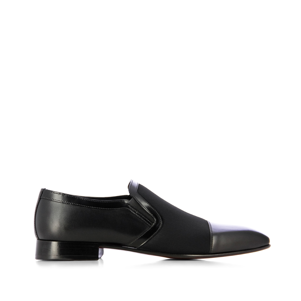 Two-Tone Leather Slip On -Black Combi