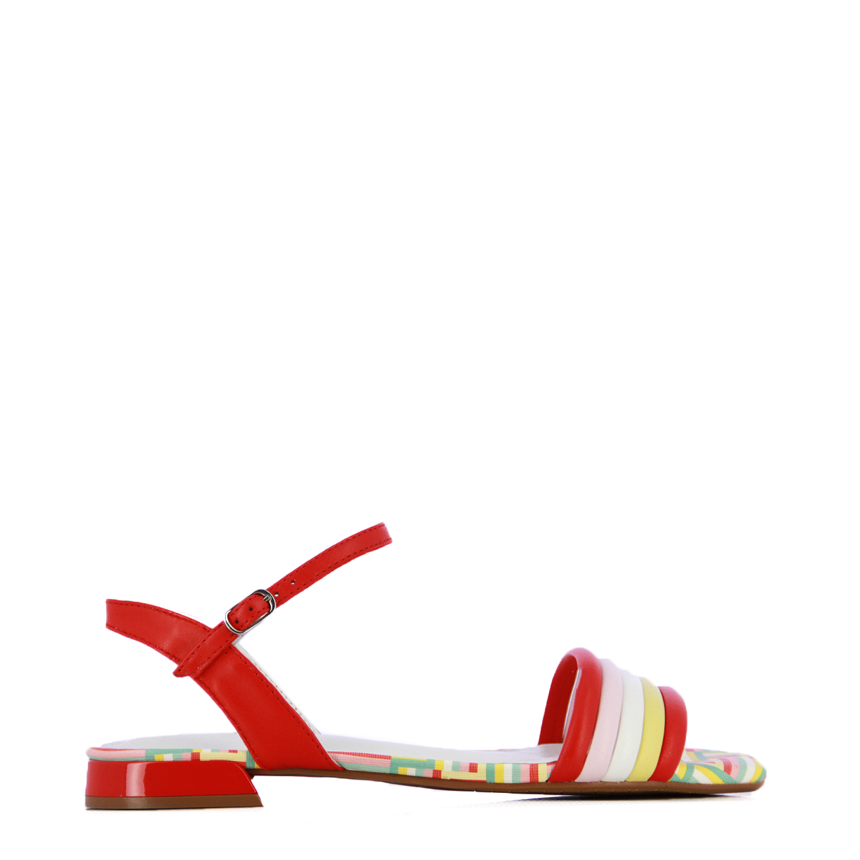 Colour Block Sandals -Red/Multi
