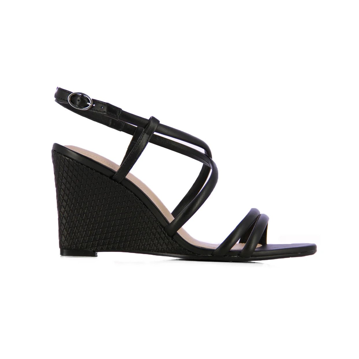 Strappy Wedge Sandal -Black