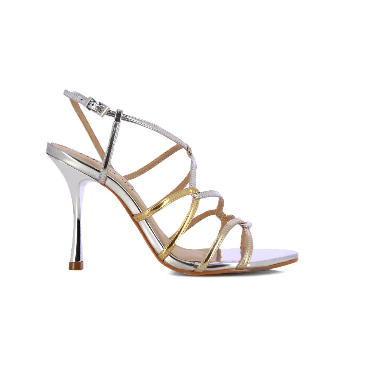Stiletto Strap Sandals -Silver/Champagne