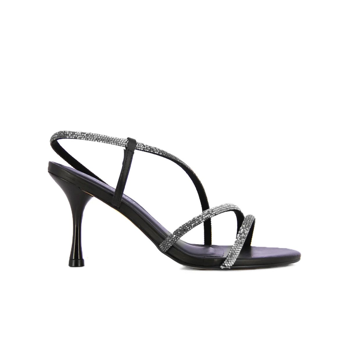 Diamanté Heel Sandal -Black