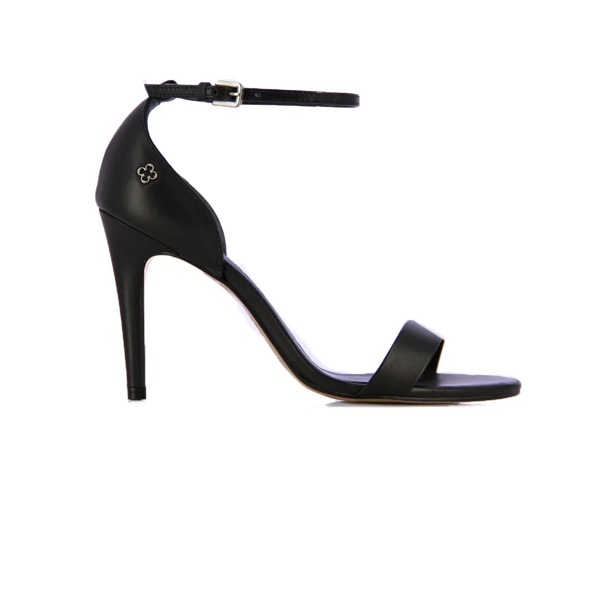 Leather Heel Sandal -Black