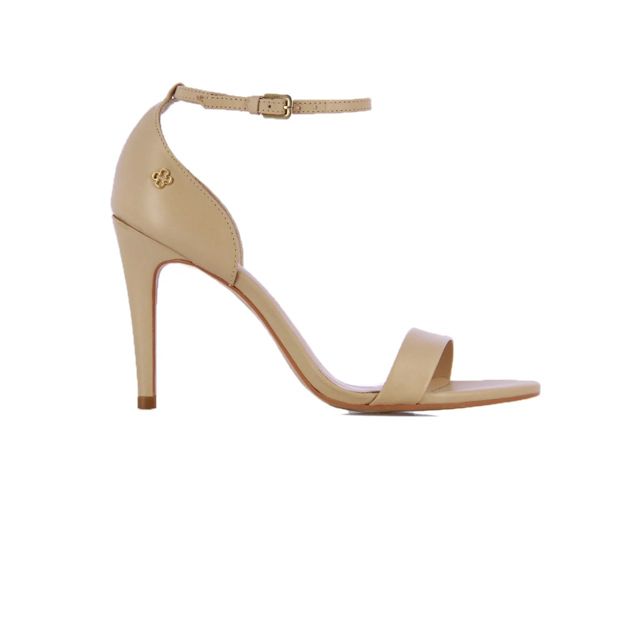 Leather Heel Sandal -Nude