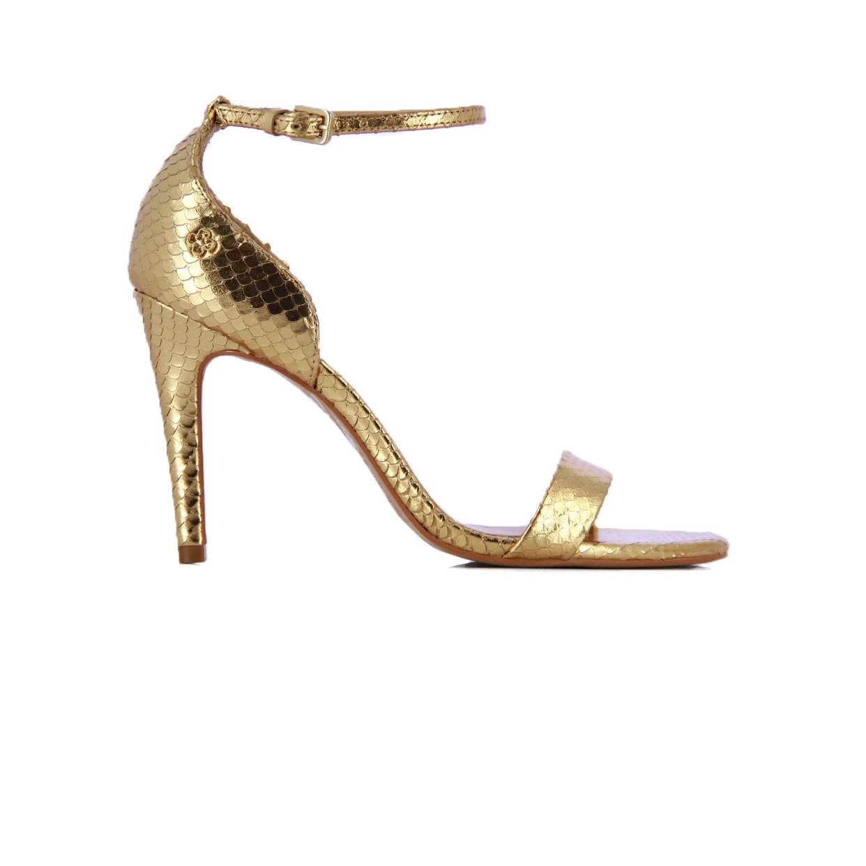 Stiletto Leather Sandal -Gold