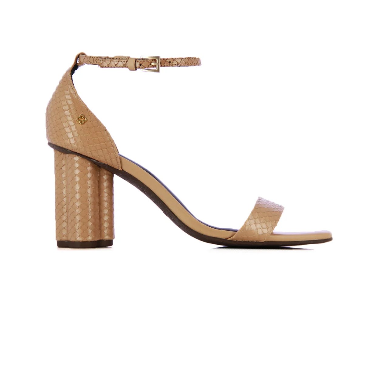 Pitone Leather High Heel Sandal -Natural
