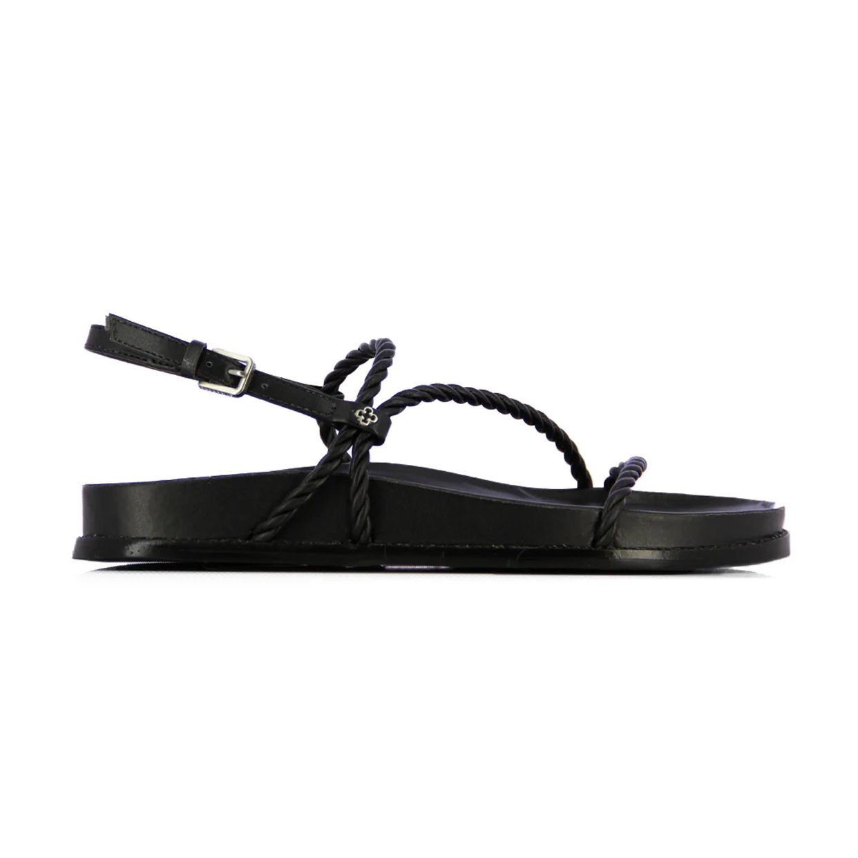 Woven Flat Sandals -Black