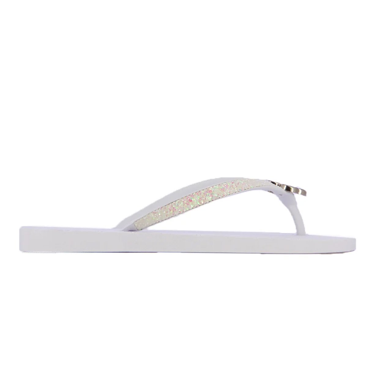 Monogram Slippers With Glitter Straps -White