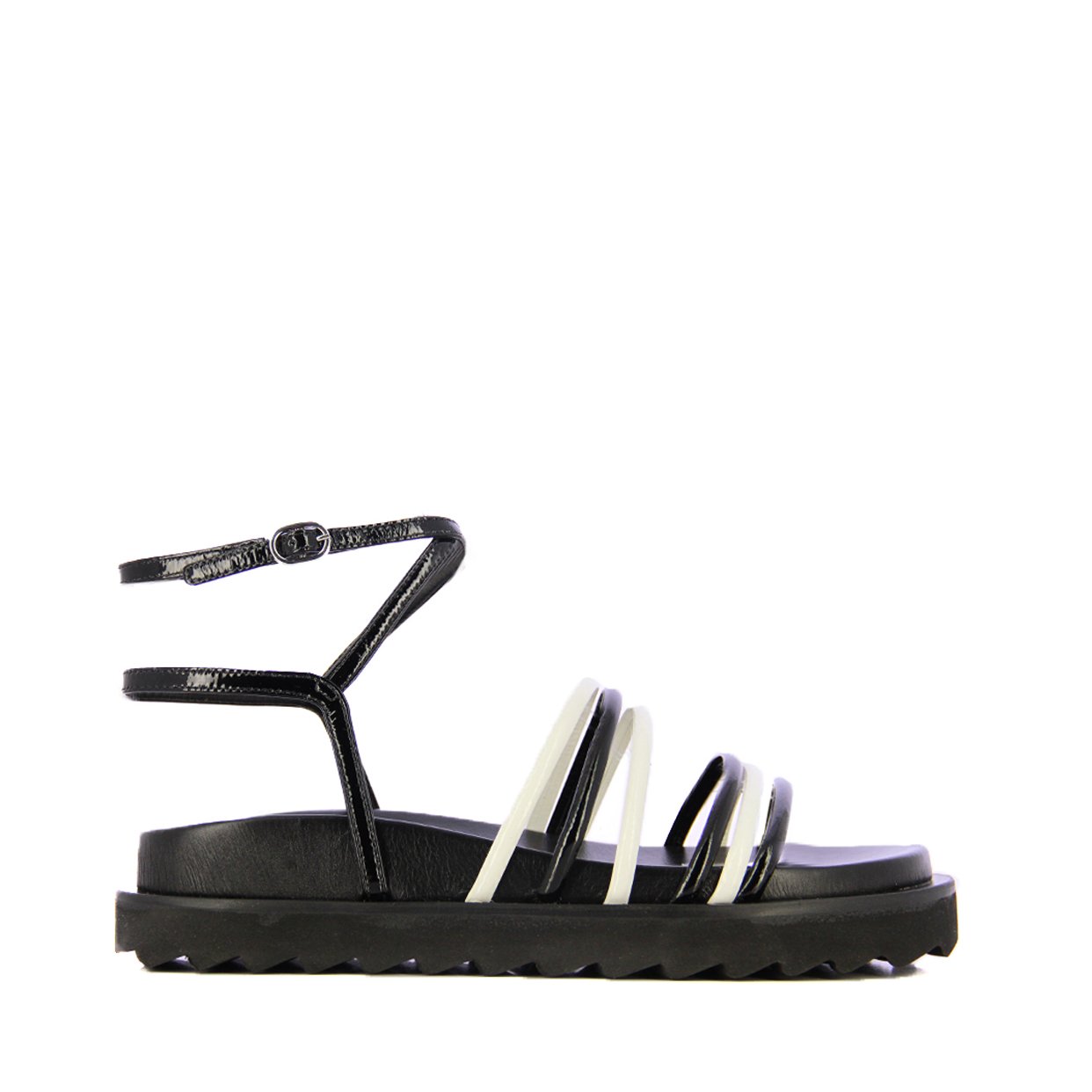Strappy Platform Sandal -Black/White