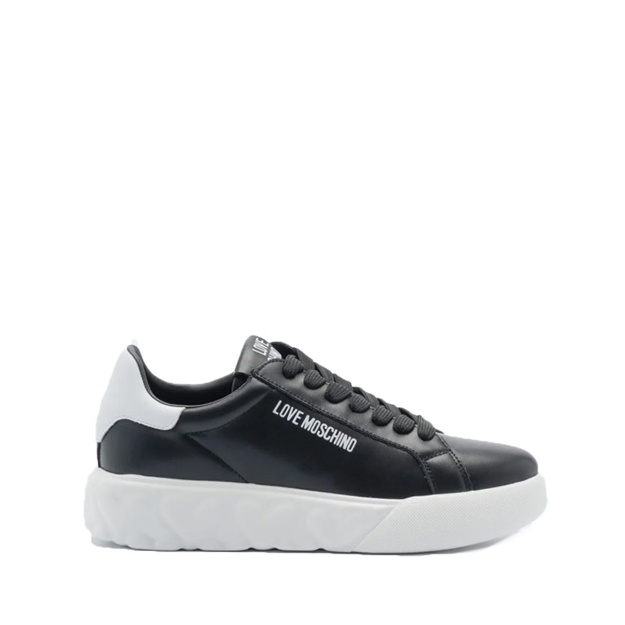 Low Top Logo Leather Sneaker -Black/White