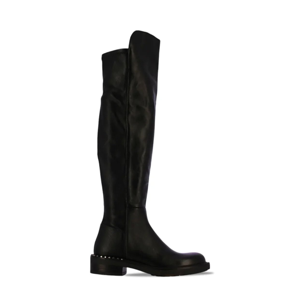 Knee High Leather Boots -Black
