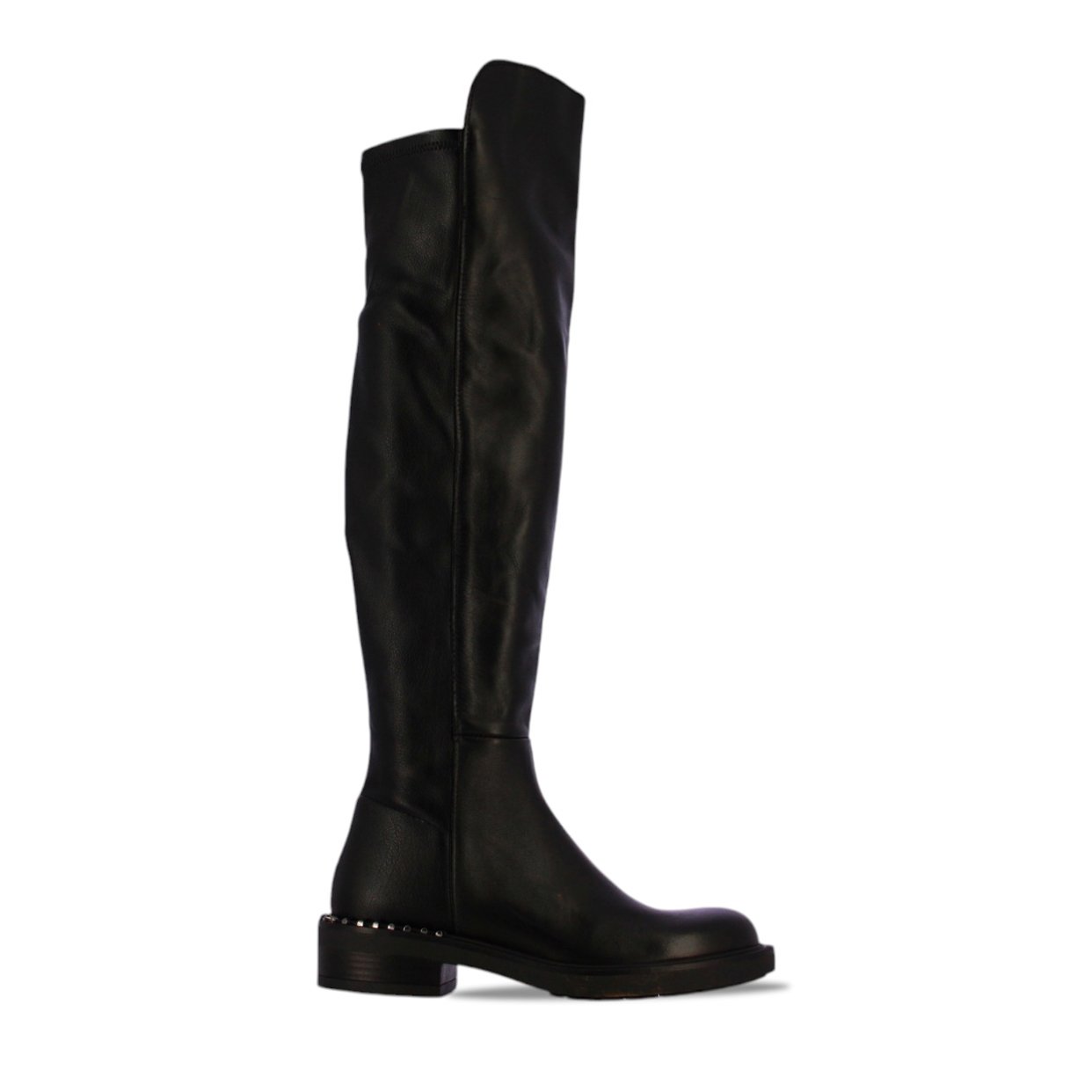 Knee High Leather Boots -Black