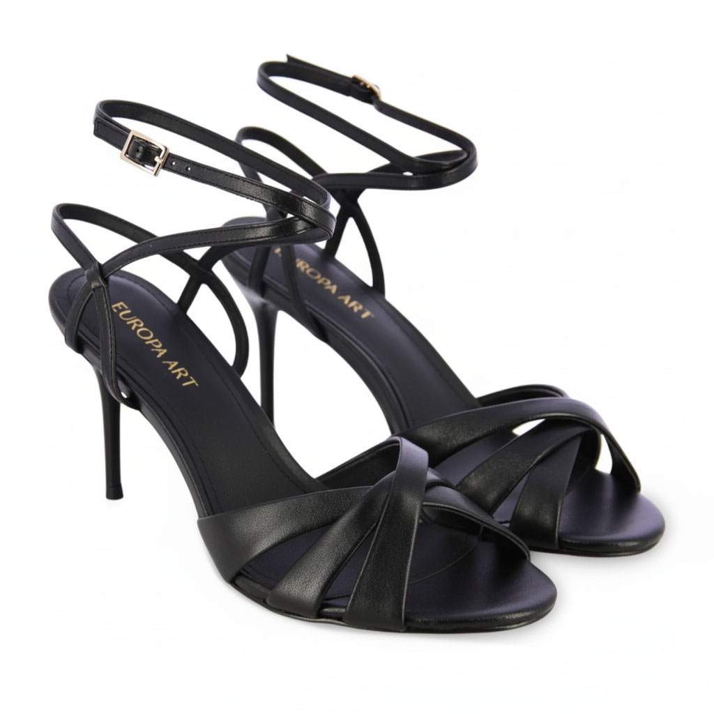 Stiletto Ankle Strap Sandal -Black - Image 2