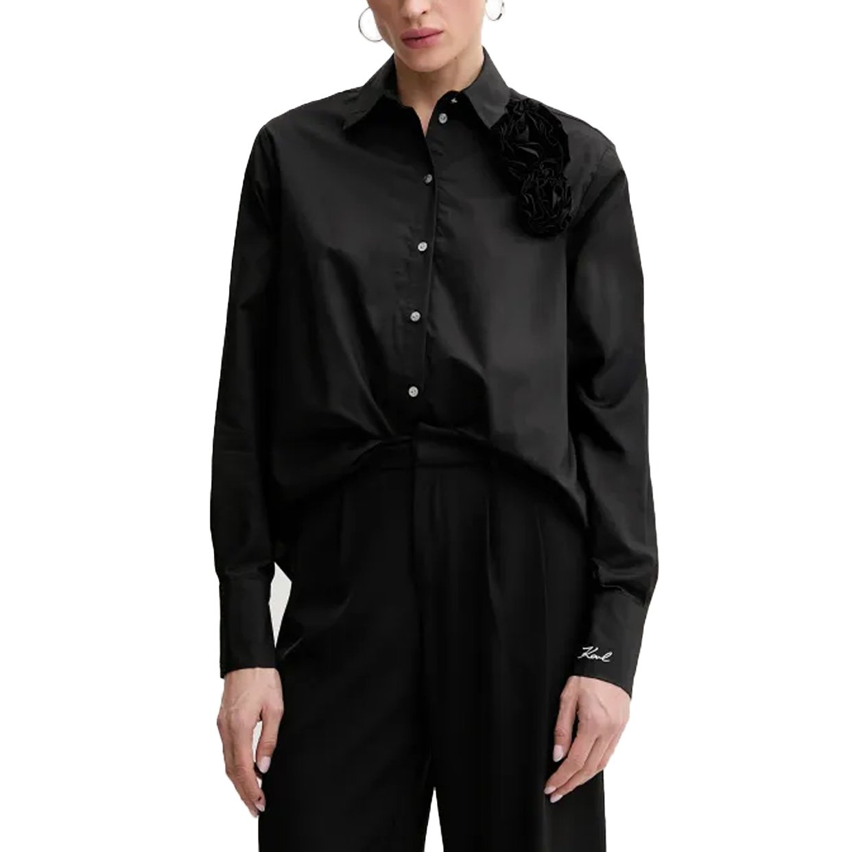 Flower Poplin Shirt -White