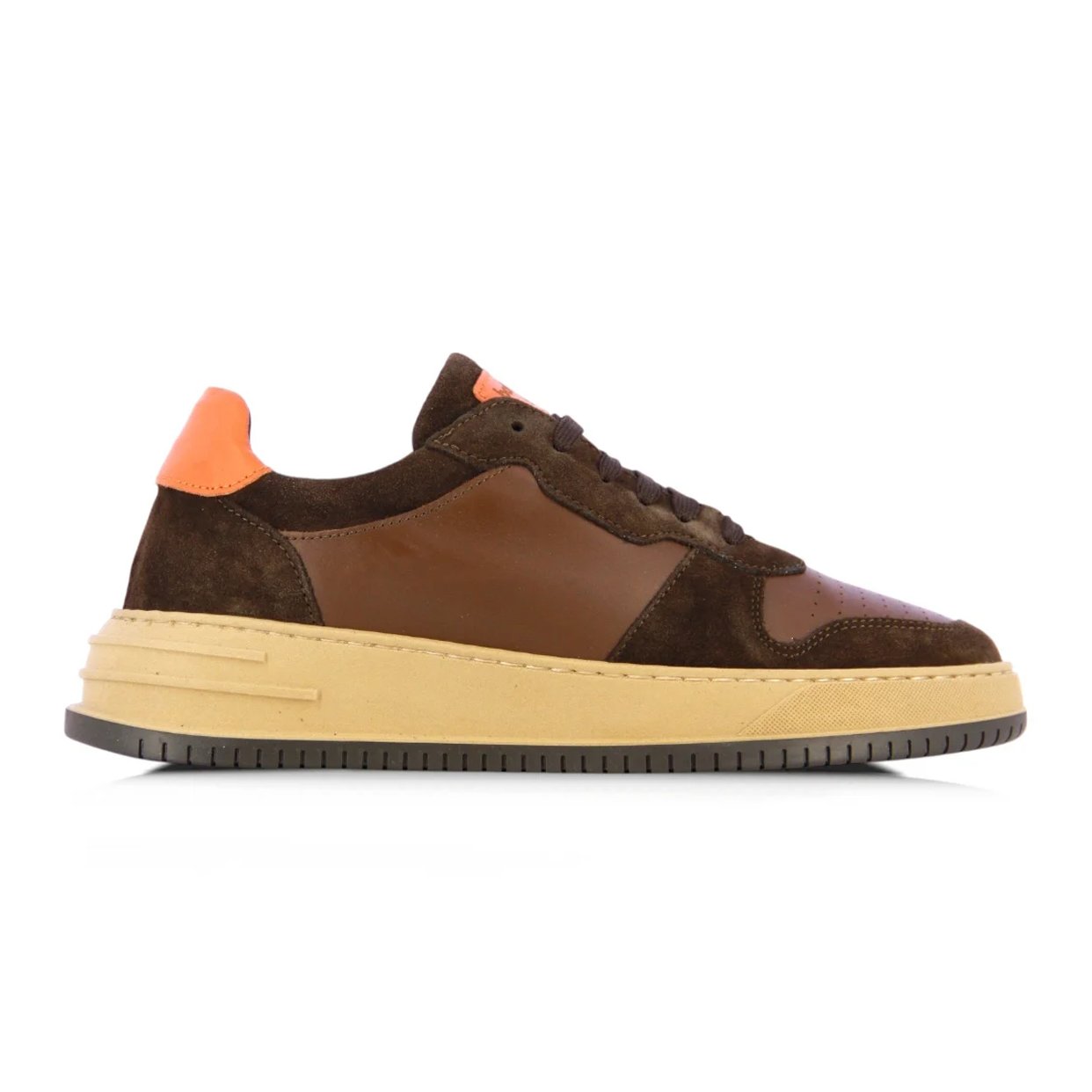 Two Tone Leather Sneaker -Brown