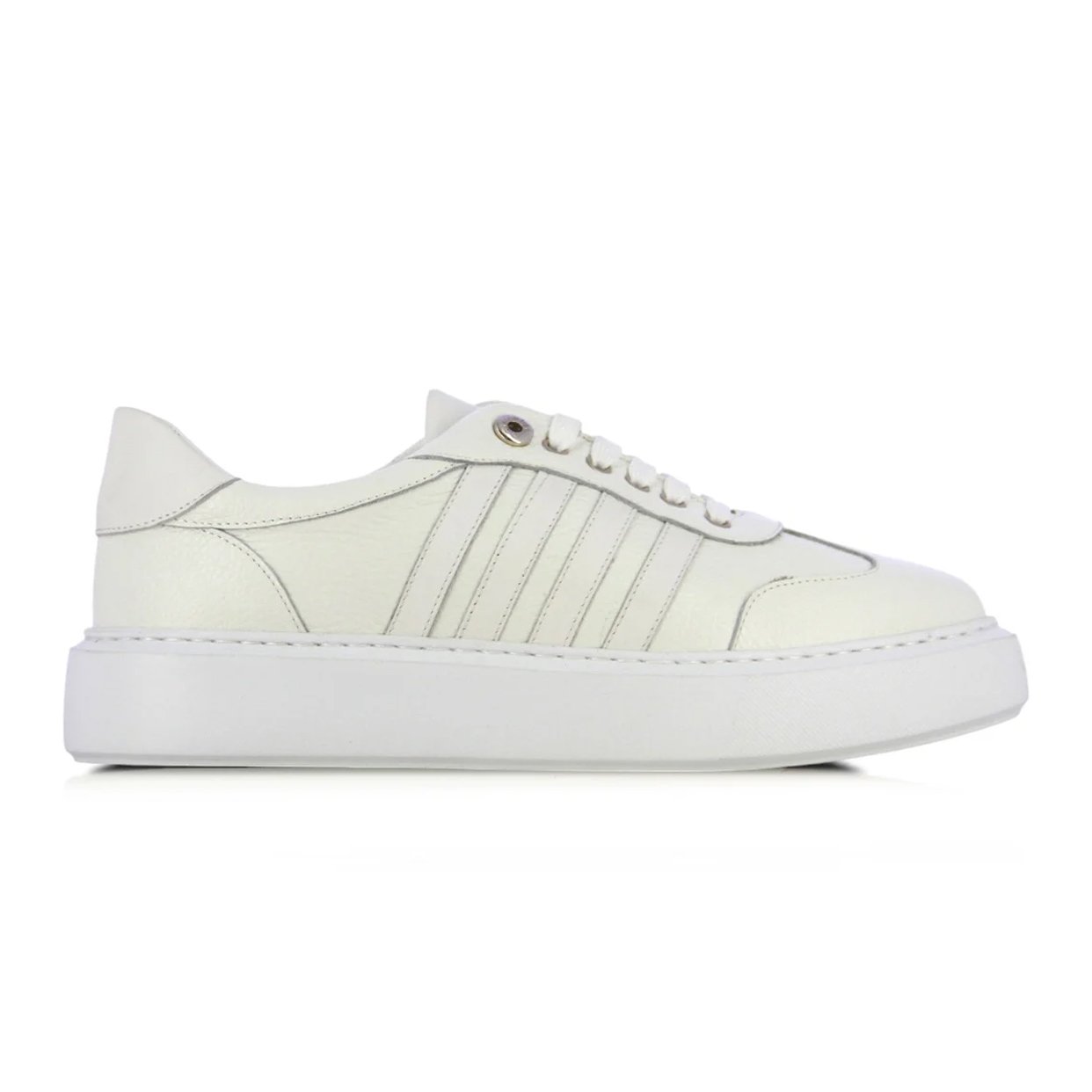 Stiped Low-Top Sneaker -White