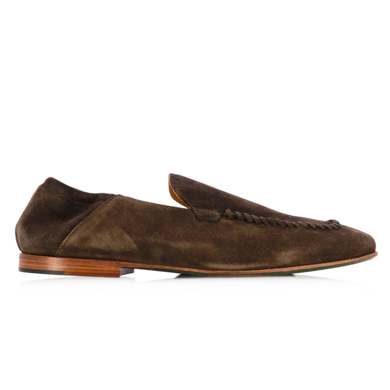 Woven Suede Loafers -Brown