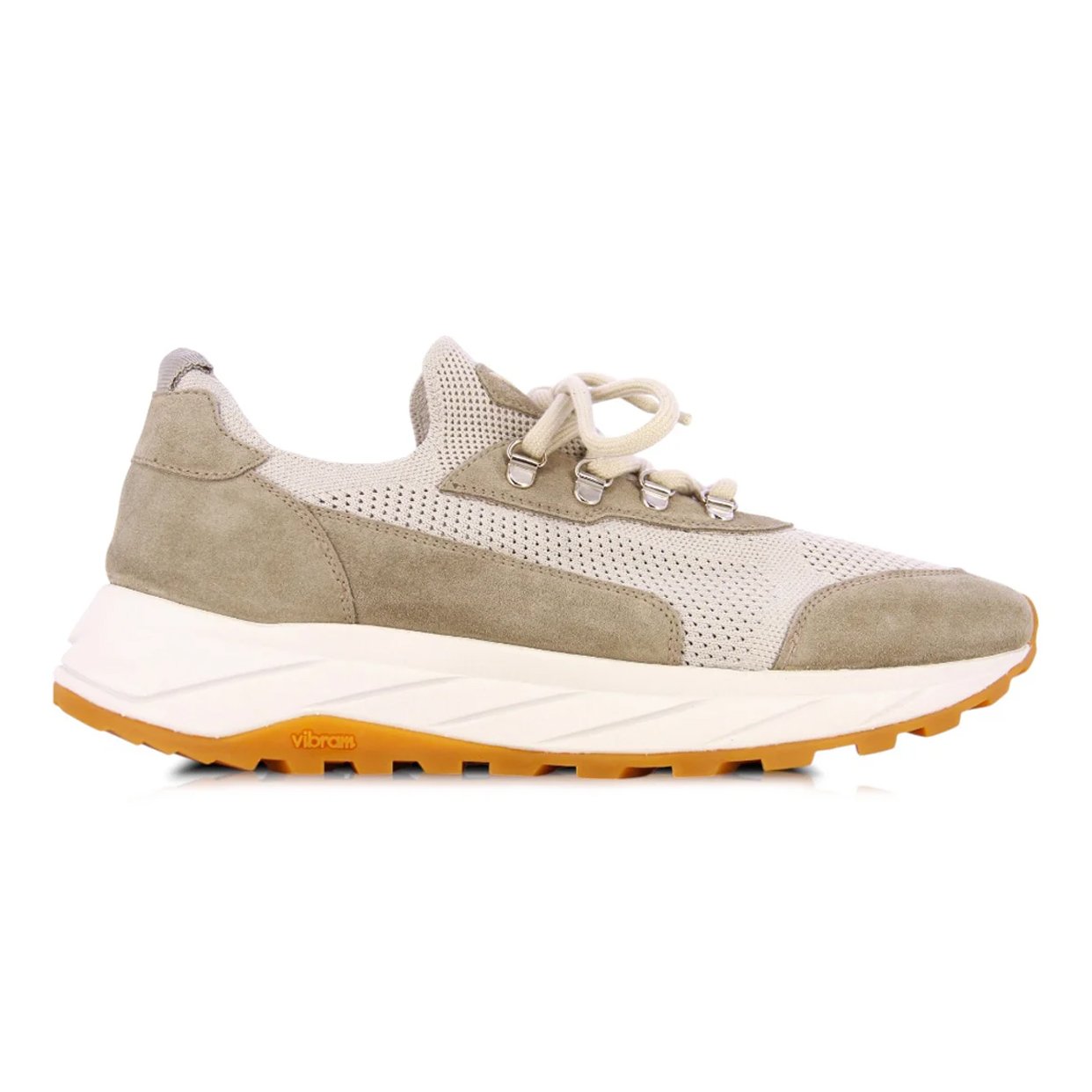 Two-Tone Leather Sneaker -Beige