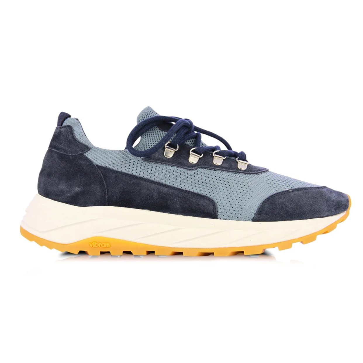Two-Tone Leather Sneaker -Blue