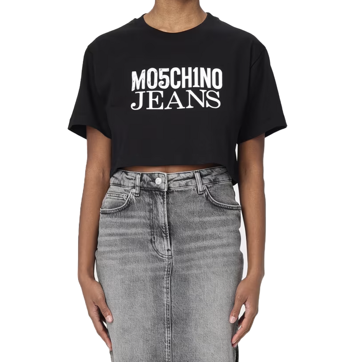 Cropped Logo T-Shirt -Black