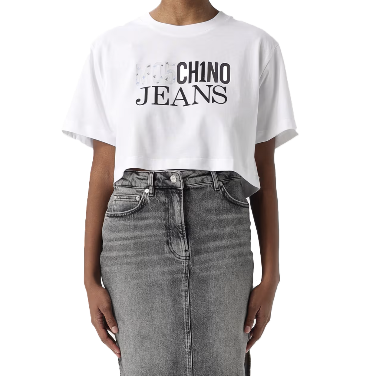 Cropped Logo T-Shirt -White