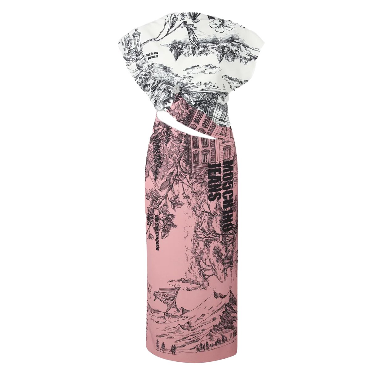 Printed Cocktail Dress -Multi Pink