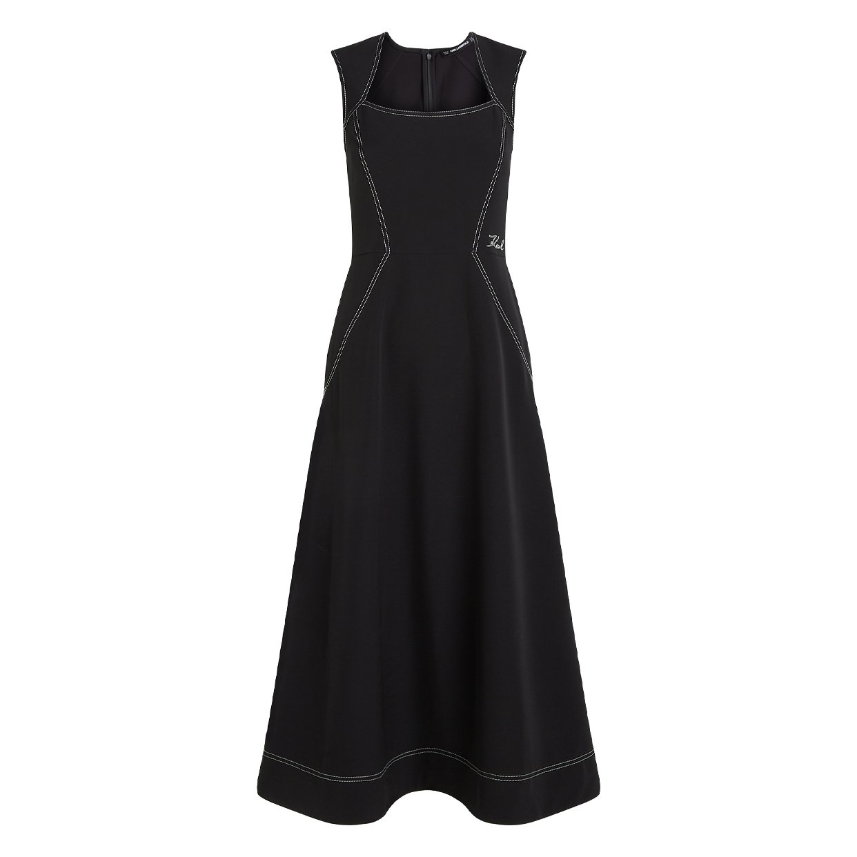 Contrast Stitch Dress -Black