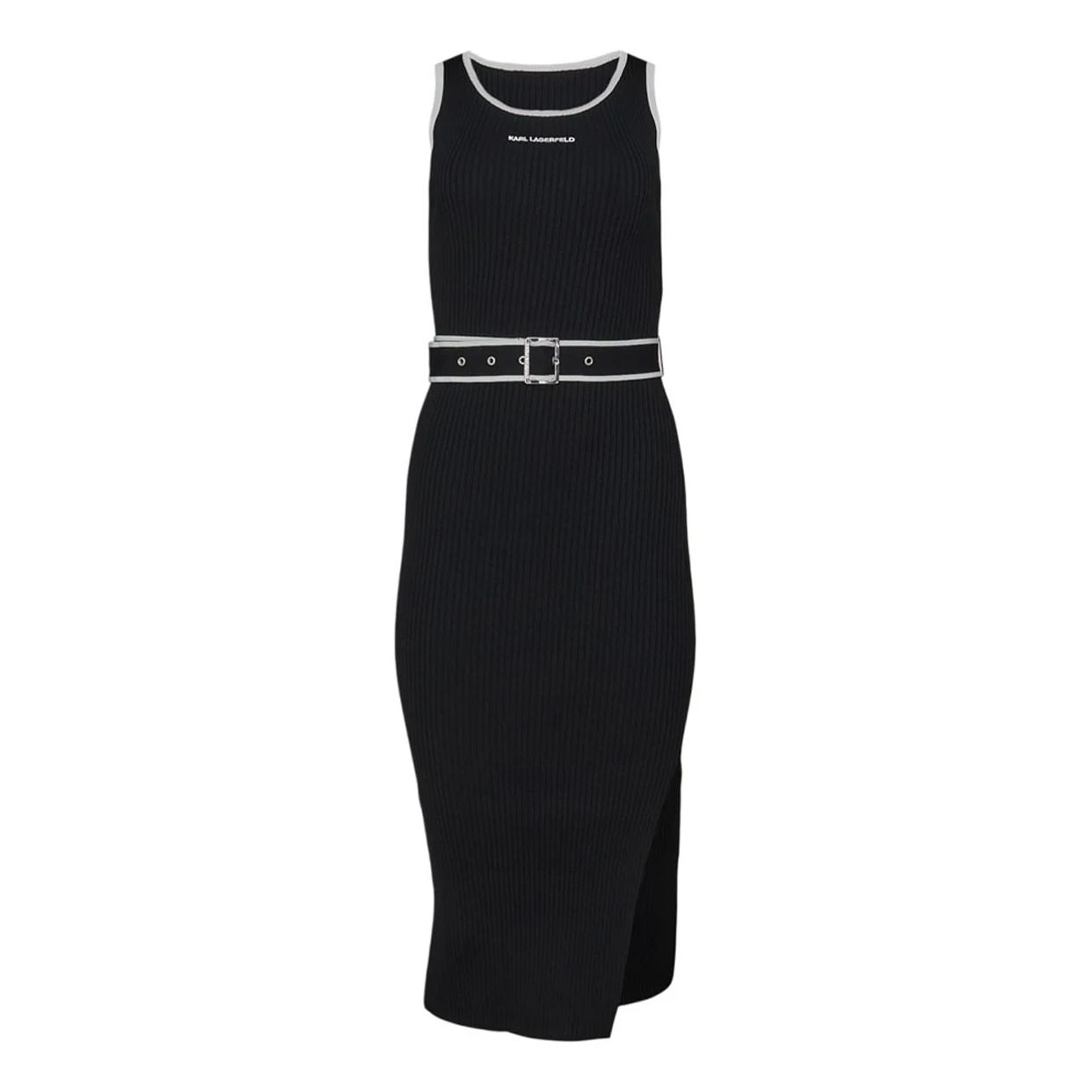 Sleeveless Logo Knit Dress -Black