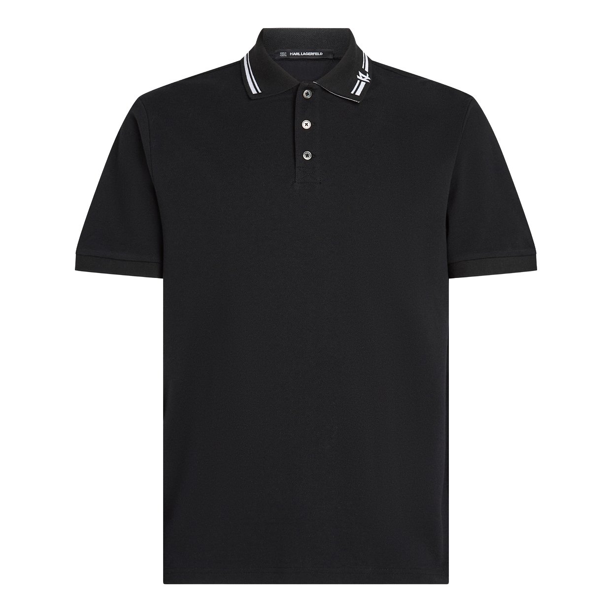 Striped Collar Polo Shirt -Black