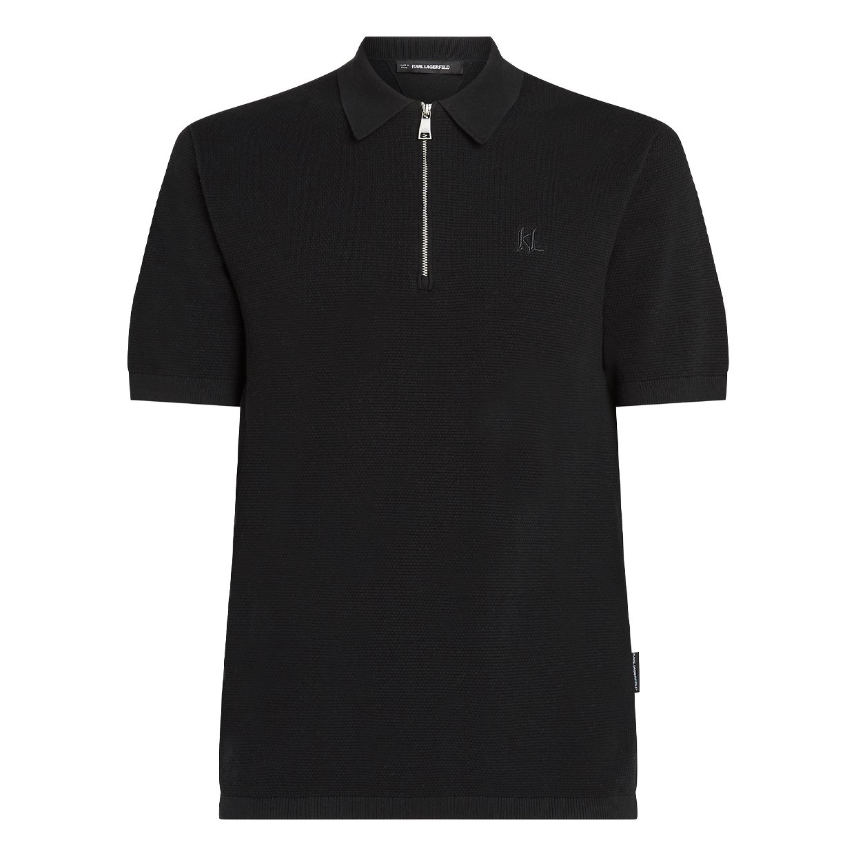Zip-Up Polo Shirt -Black