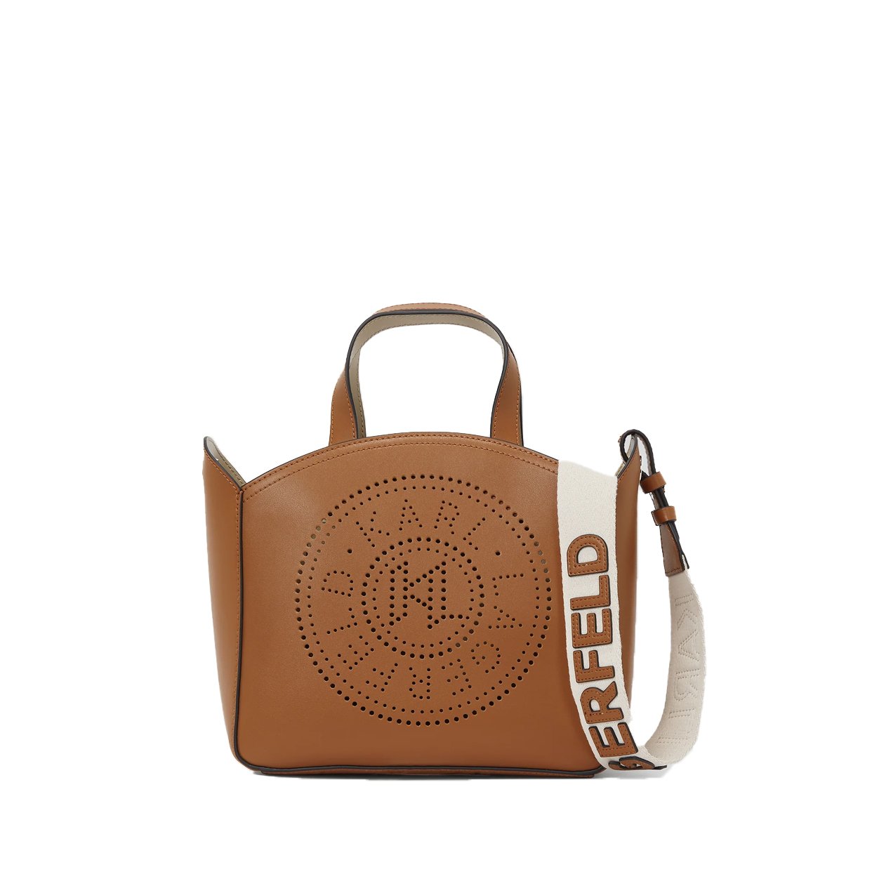 K/Circle Perforated Small Tote Bag -Dark Tan
