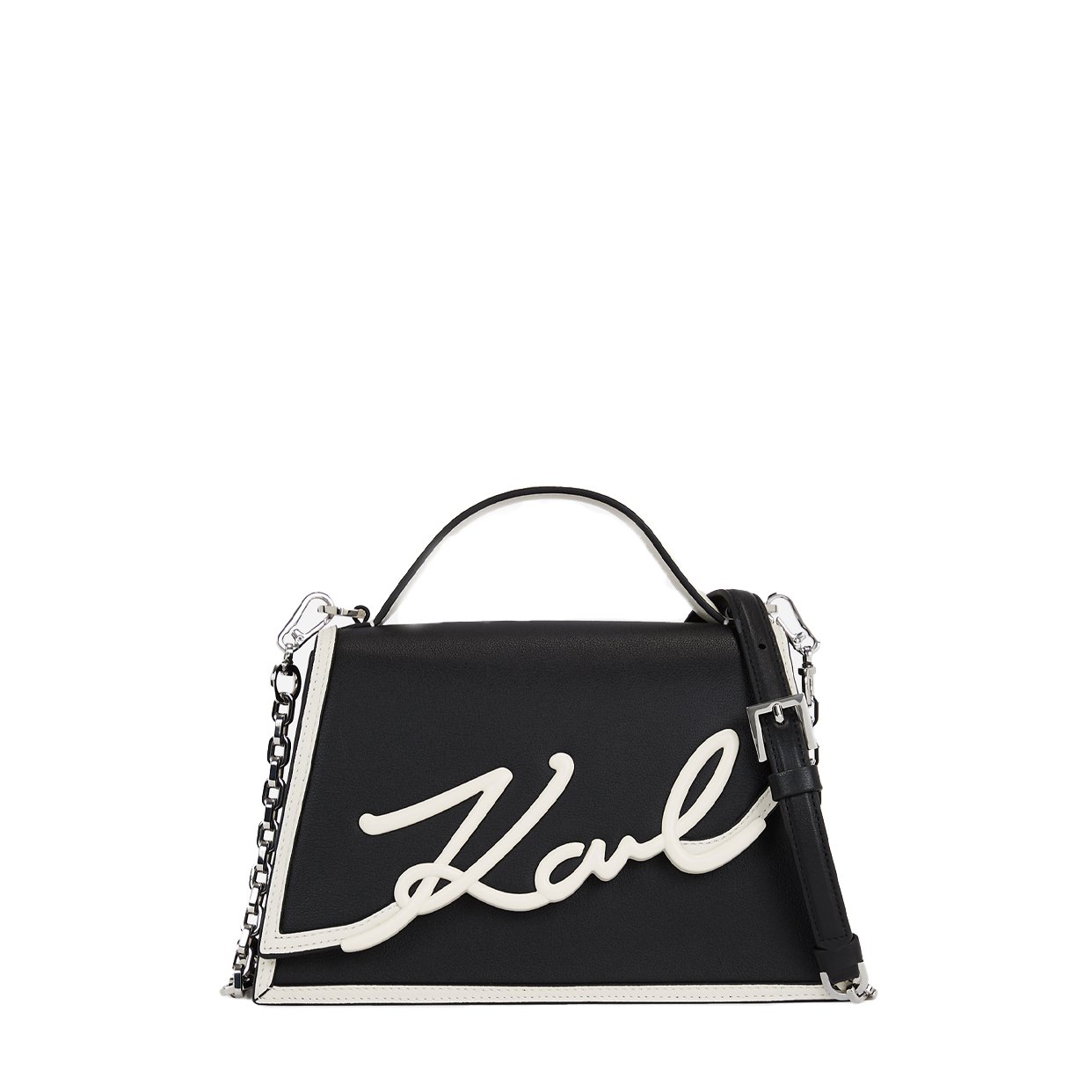 K/Signature Small Crossbody Bag -Black/White