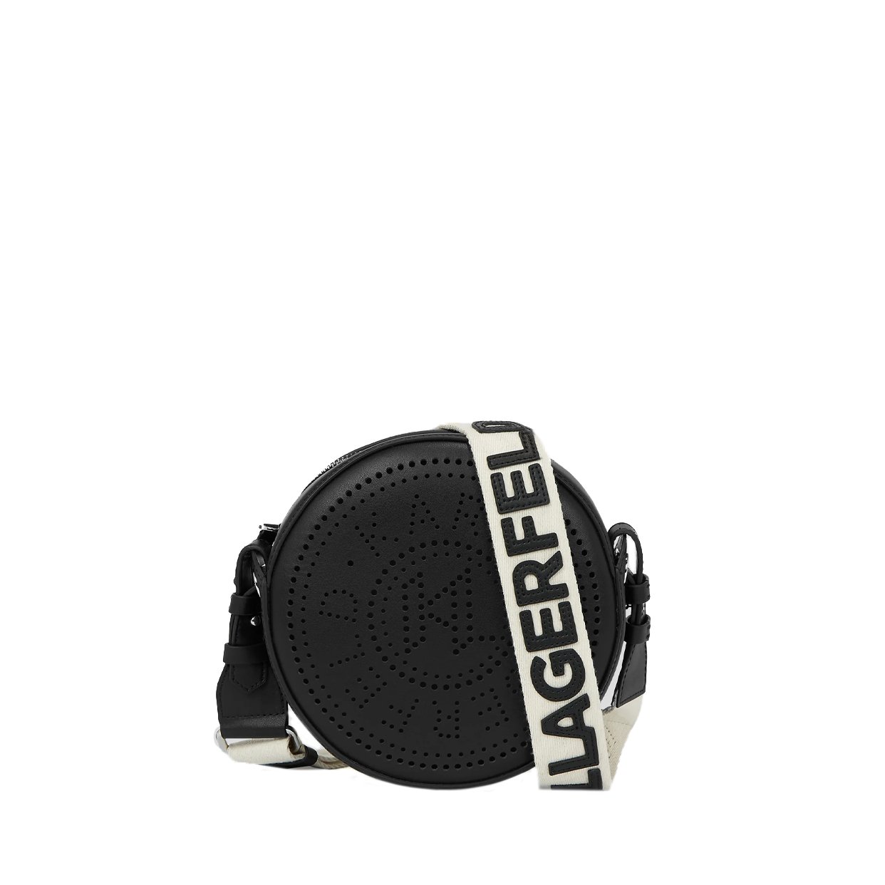 K/Circle Embossed Logo Round Crossbody Bag -Black