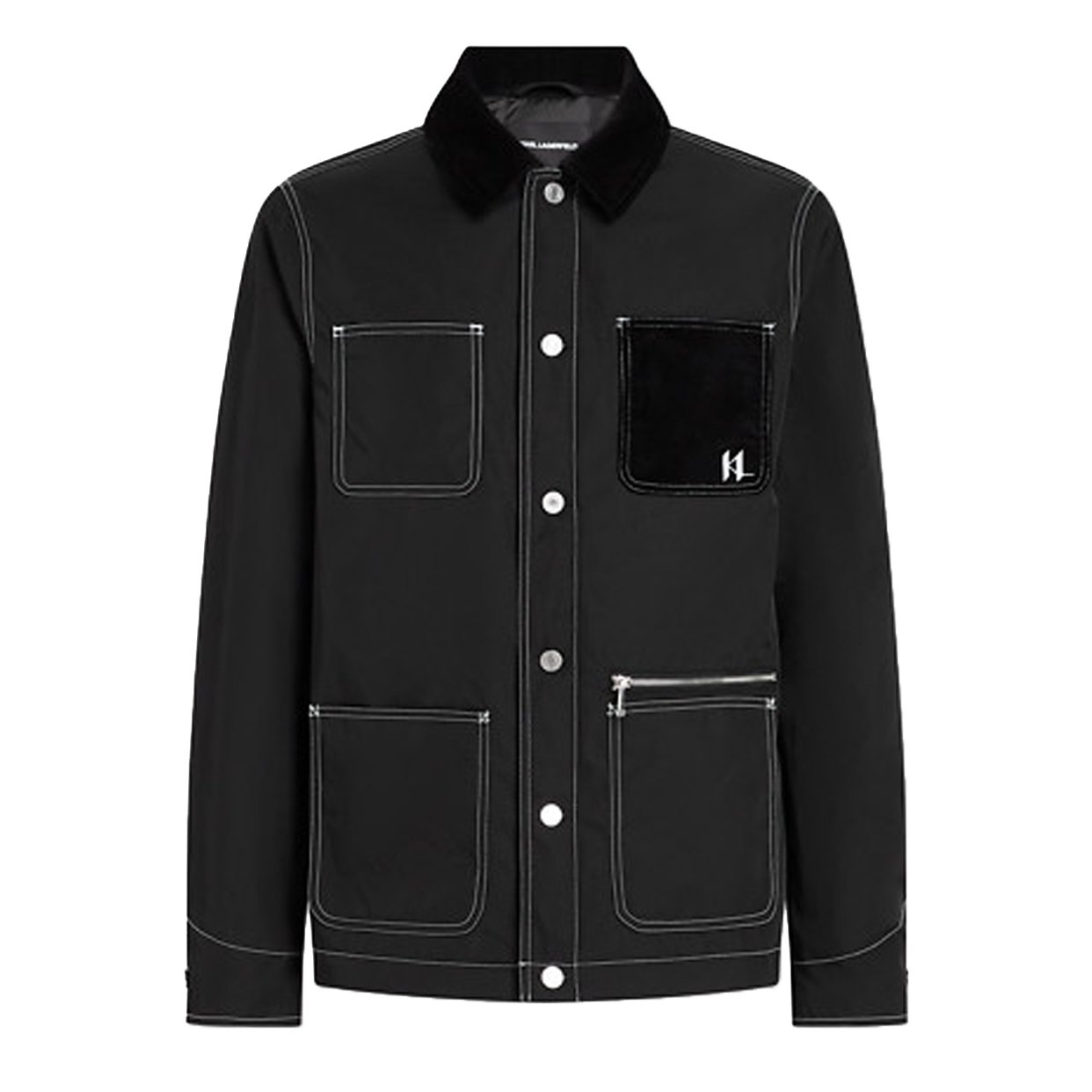 Contrast Stitch Bomber Jacket -Black