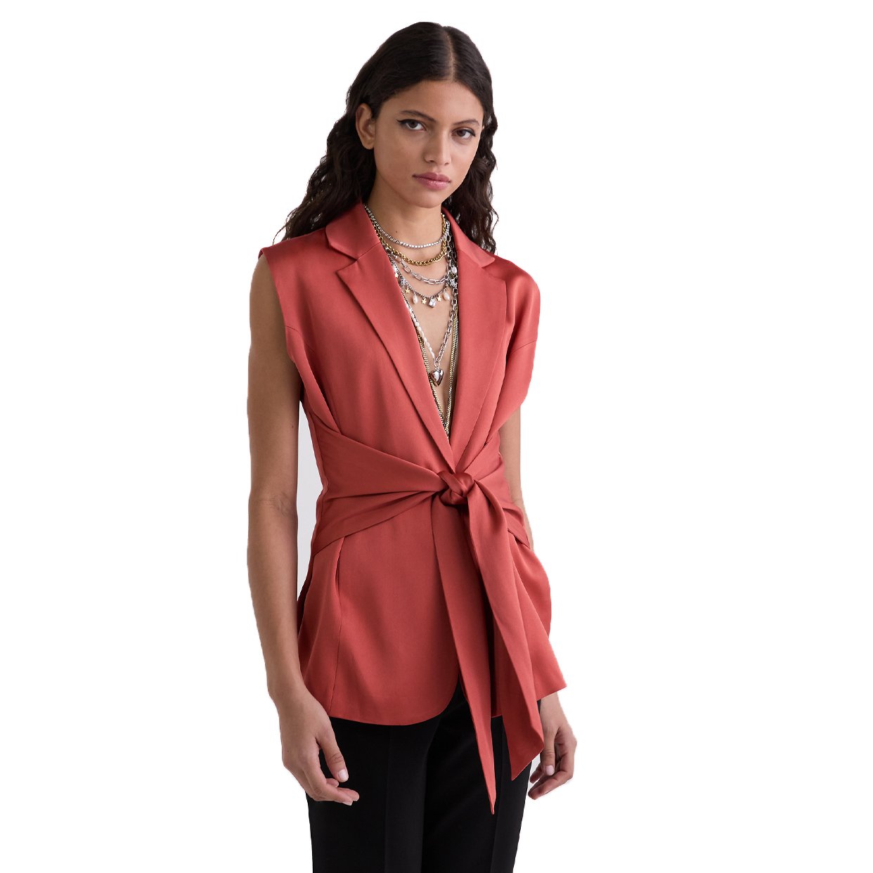 Fluid Wrap Waistcoat -Cinnabar