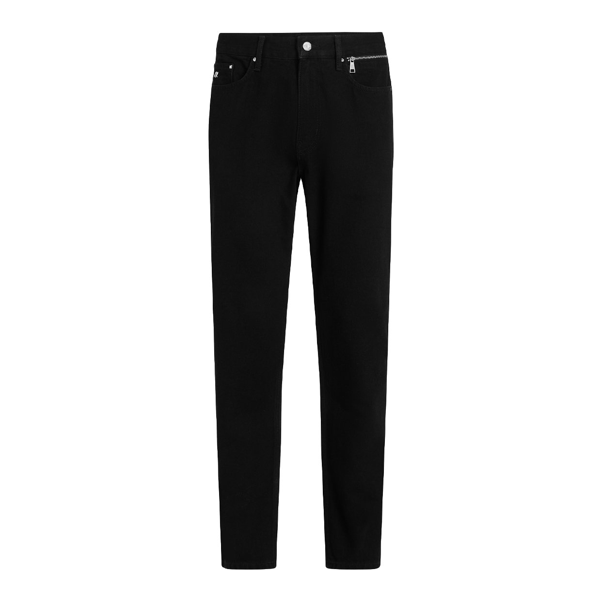 Zip-Detail Tapered Jeans -Black