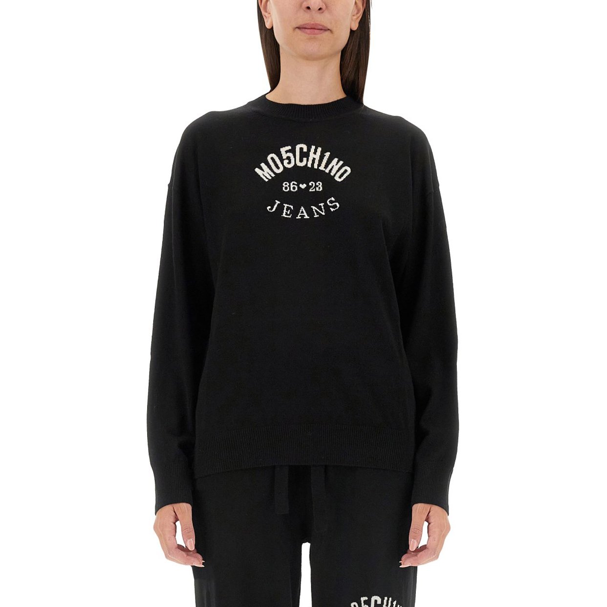 Logo Cotton Sweater -Black