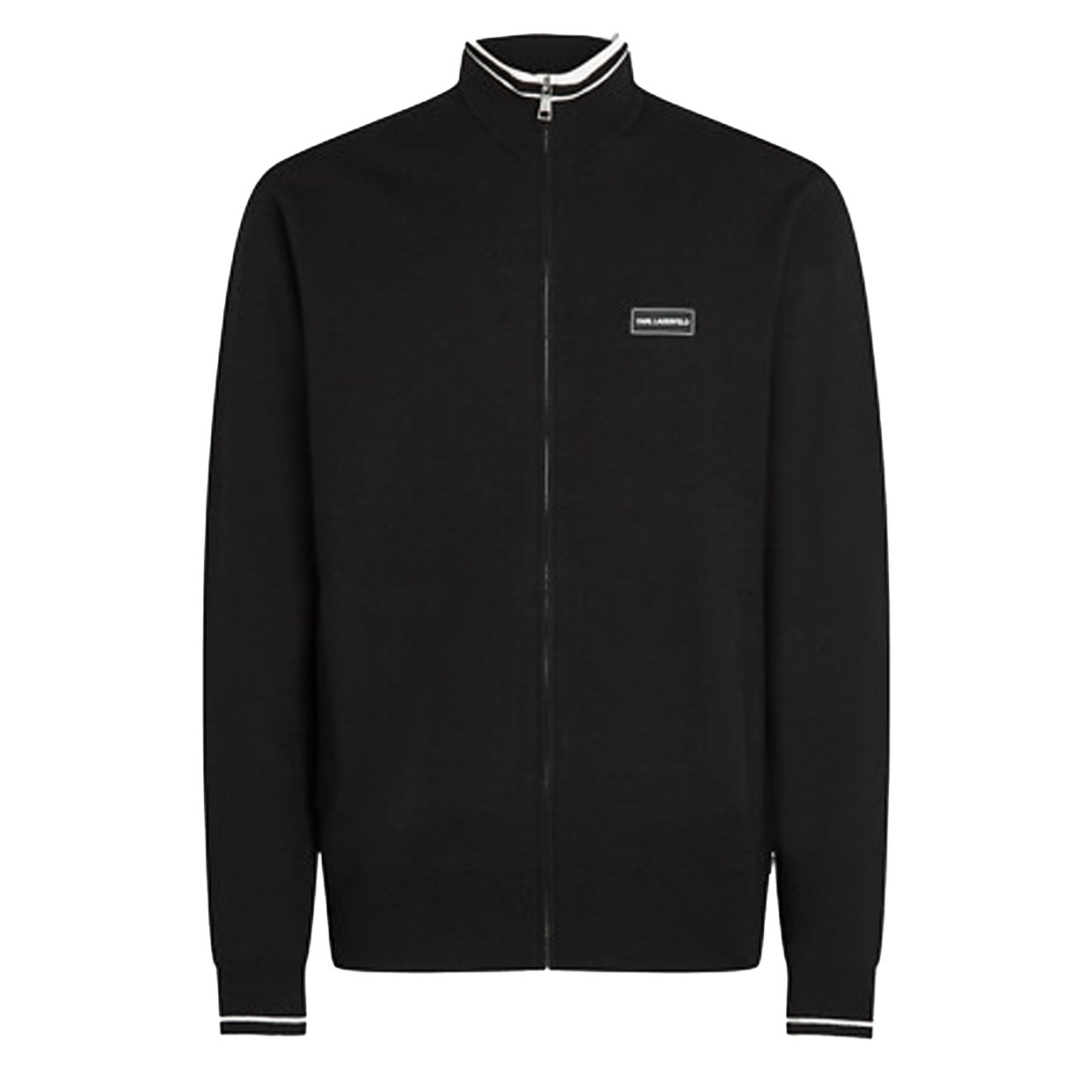 Zip Through Logo Sweater -Black