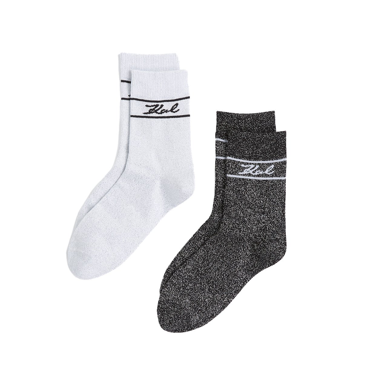 K/Signature Lurex Socks (Pack of 2) -Cannoli Cream-Black