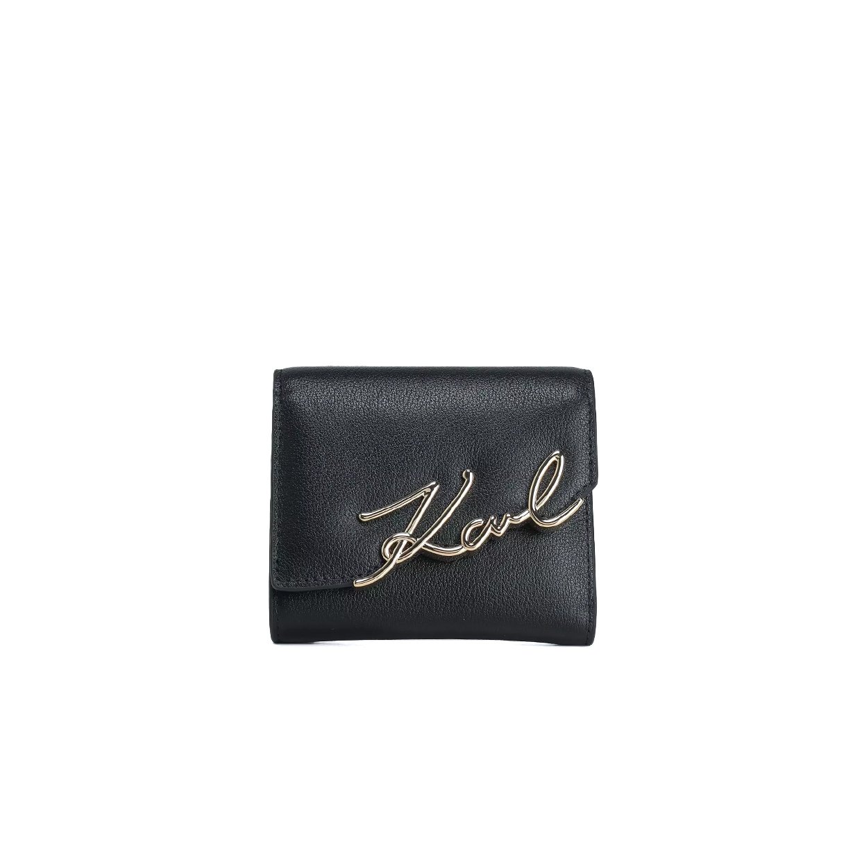 K/Signature Small Trifold Wallet -Black/Gold