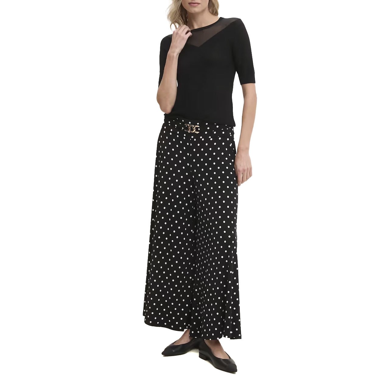 Sheer Square Neck Blouse -Black